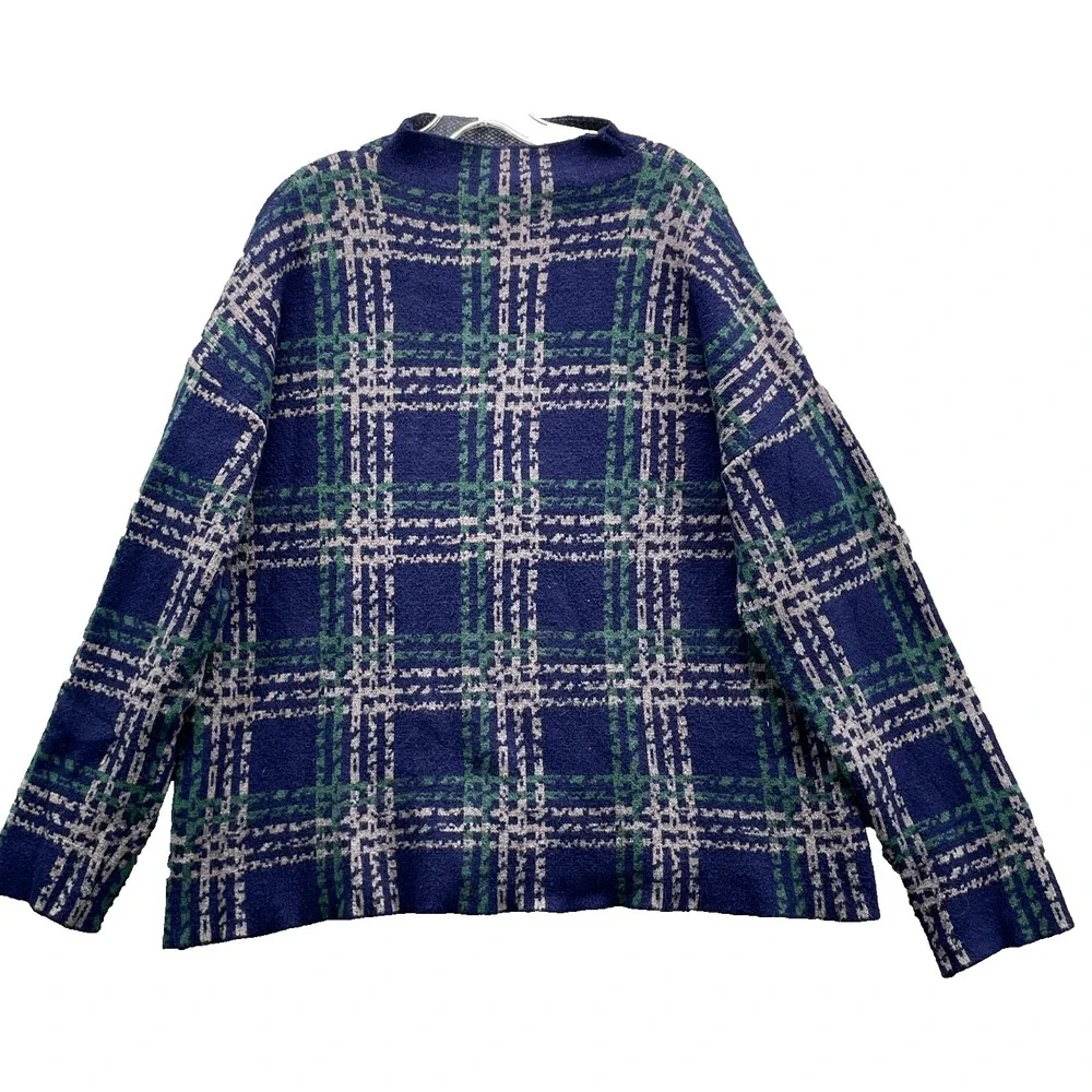Cyrus Sweater Women's XL Blue Plaid Mock Neck Academia Corpcore Business 90's‎
